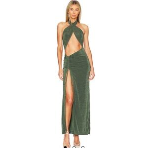 REVOLVE Superdown ADELE HALTER MAXI IN FOREST GREEN